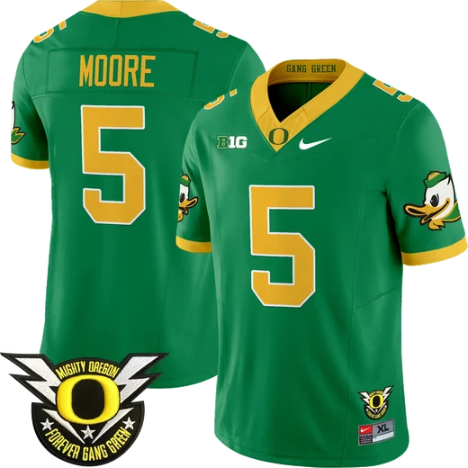 Oregon Ducks #5 Moore jersey in green